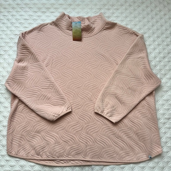 Ocean + Coast Tops - NWT Ocean + Coast Quilted Textured Cozy Mock Neck Sweatshirt Pink Plus Size 4X